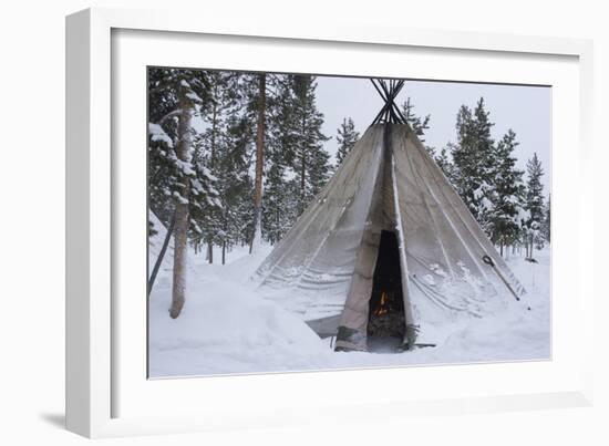 Sami (Laplander) Tent, Reindeer Safari, Jukkasjarvi, Sweden-Natalie Tepper-Framed Photo