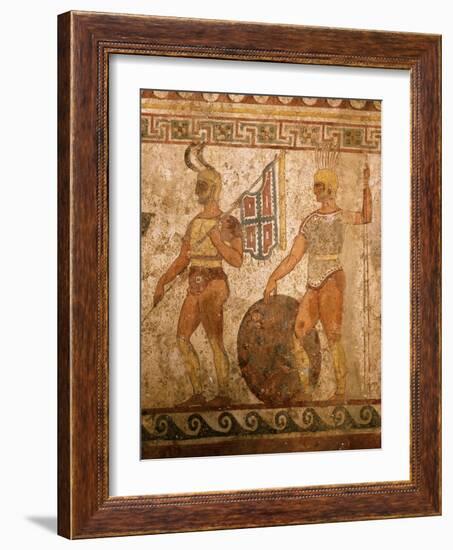 Samnite Warriors, Fresco from Paestum, 4th century BC-null-Framed Giclee Print