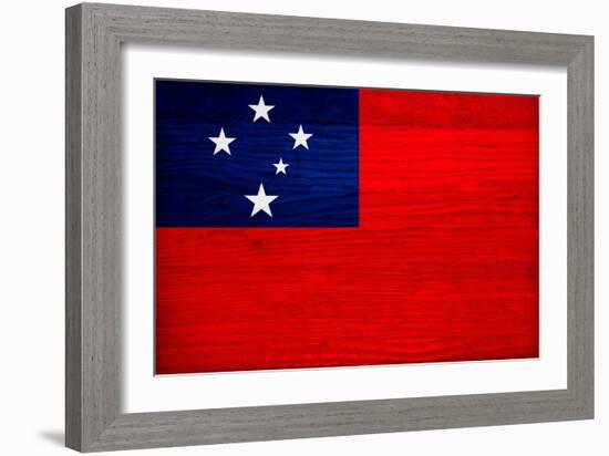 Samoa Flag Design with Wood Patterning - Flags of the World Series-Philippe Hugonnard-Framed Art Print