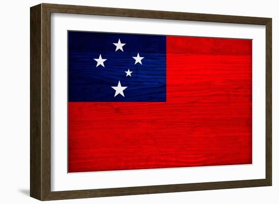 Samoa Flag Design with Wood Patterning - Flags of the World Series-Philippe Hugonnard-Framed Art Print