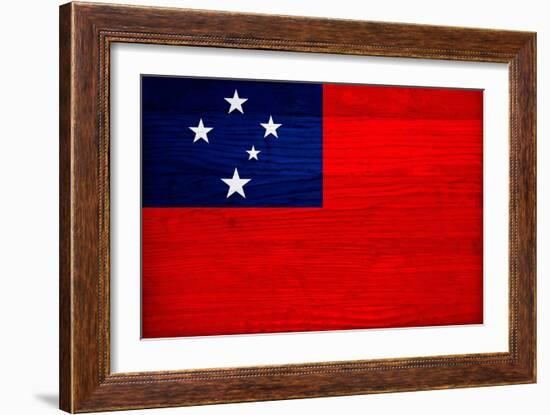 Samoa Flag Design with Wood Patterning - Flags of the World Series-Philippe Hugonnard-Framed Art Print