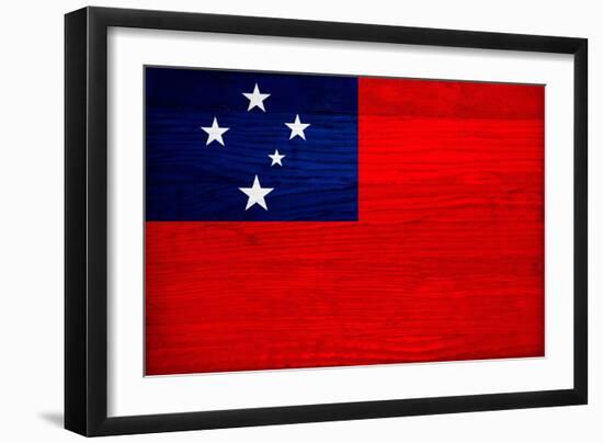 Samoa Flag Design with Wood Patterning - Flags of the World Series-Philippe Hugonnard-Framed Art Print