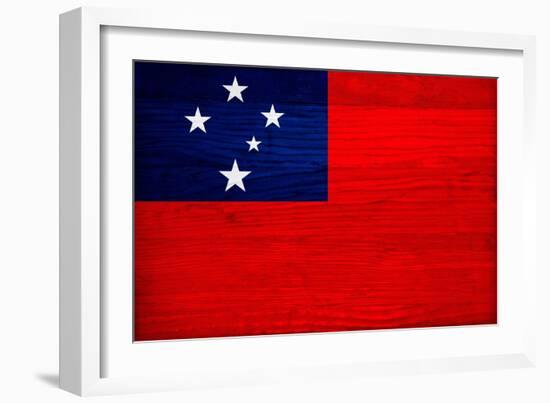 Samoa Flag Design with Wood Patterning - Flags of the World Series-Philippe Hugonnard-Framed Art Print