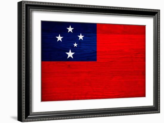 Samoa Flag Design with Wood Patterning - Flags of the World Series-Philippe Hugonnard-Framed Art Print