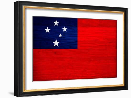 Samoa Flag Design with Wood Patterning - Flags of the World Series-Philippe Hugonnard-Framed Art Print