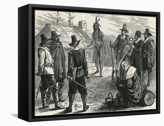 Samoset Visiting Plymouth Colony-null-Framed Premier Image Canvas