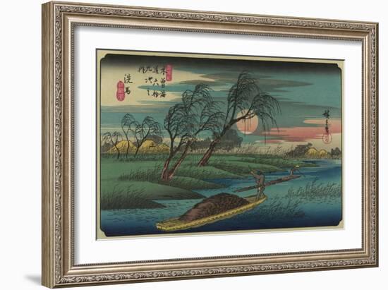 Sampans on the Ohta River-Ando Hiroshige-Framed Art Print