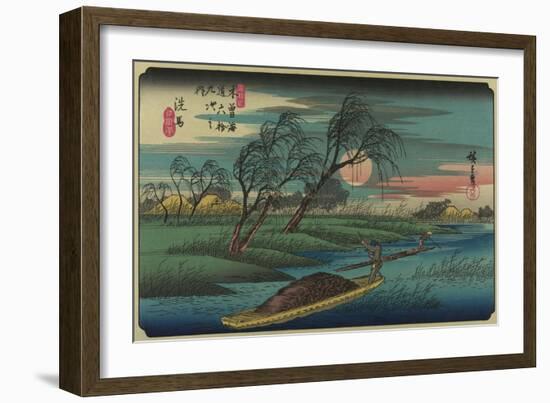 Sampans on the Ohta River-Ando Hiroshige-Framed Art Print