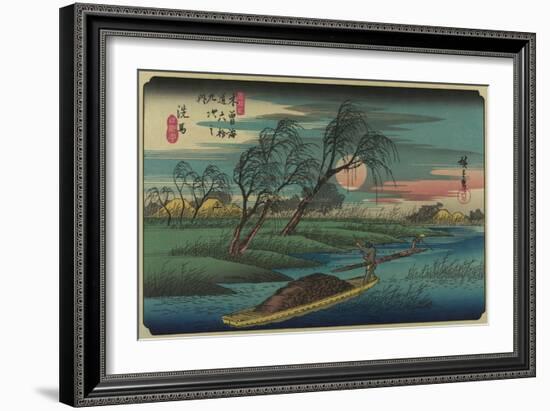 Sampans on the Ohta River-Ando Hiroshige-Framed Premium Giclee Print