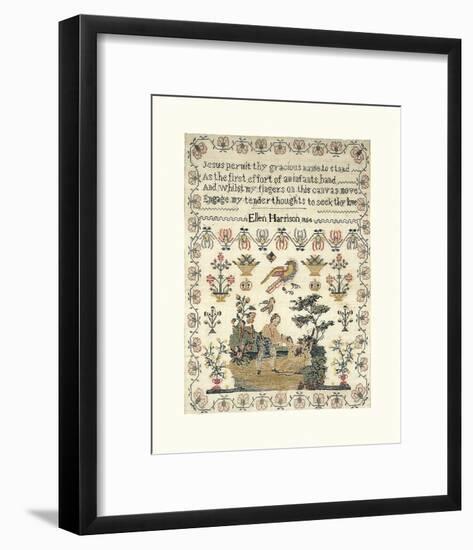 Sampler with Child and Dog-Ellen Harrison-Framed Premium Giclee Print