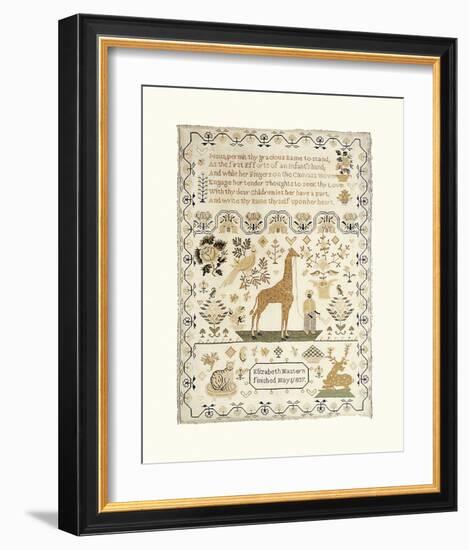 Sampler with Giraffe-Elizabeth Mastern-Framed Premium Giclee Print