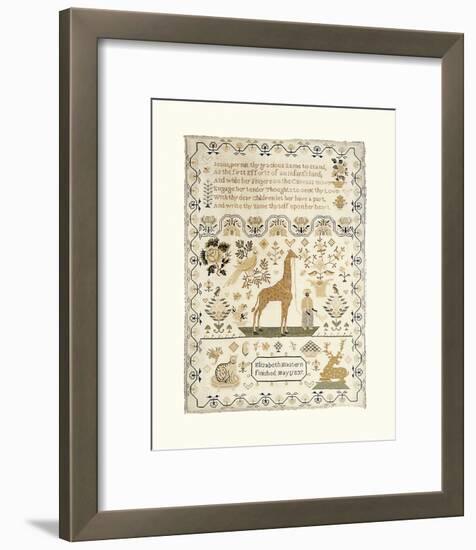 Sampler with Giraffe-Elizabeth Mastern-Framed Premium Giclee Print