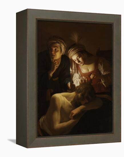 Samson and Delilah, C.1621 (Oil on Canvas)-Gerrit van Honthorst-Framed Premier Image Canvas