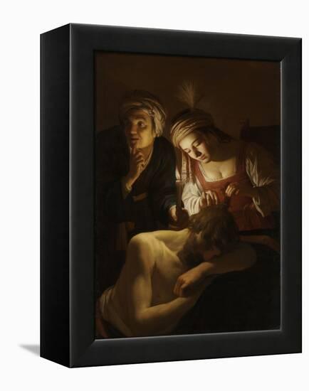 Samson and Delilah, C.1621 (Oil on Canvas)-Gerrit van Honthorst-Framed Premier Image Canvas