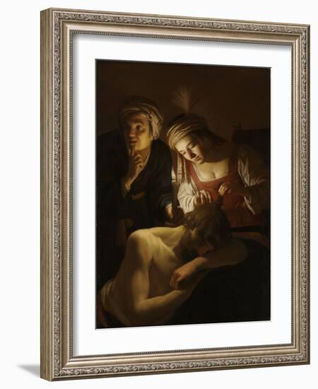 Samson and Delilah, C.1621 (Oil on Canvas)-Gerrit van Honthorst-Framed Giclee Print