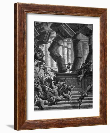 Samson Bringing Down the Temple of Dagon, 1866-Gustave Doré-Framed Giclee Print