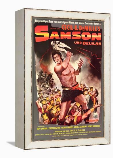 Samson & Delilah, German Movie Poster, 1949-null-Framed Stretched Canvas