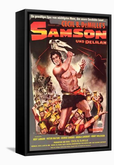 Samson & Delilah, German Movie Poster, 1949-null-Framed Stretched Canvas