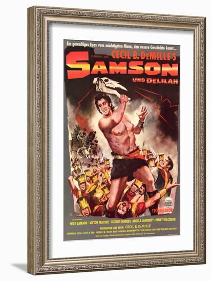 Samson & Delilah, German Movie Poster, 1949-null-Framed Art Print