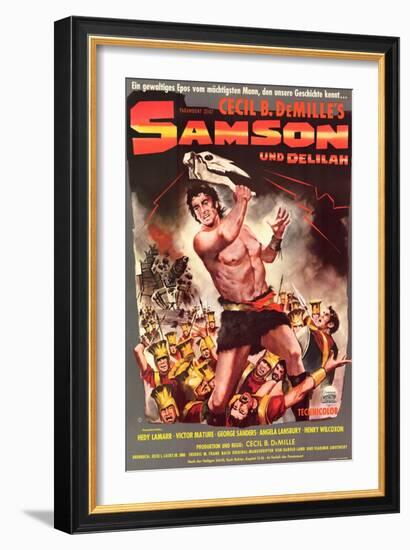 Samson & Delilah, German Movie Poster, 1949-null-Framed Art Print