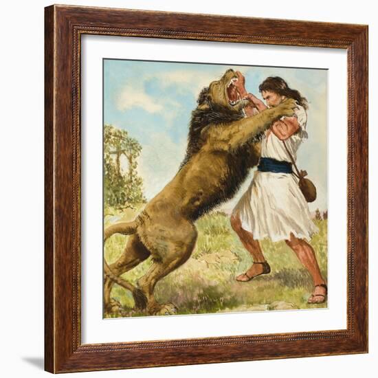 Samson Fighting a Lion-Clive Uptton-Framed Giclee Print