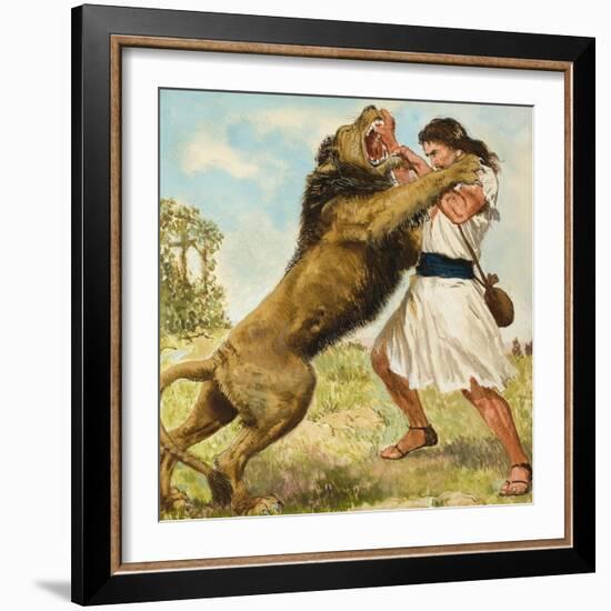 Samson Fighting a Lion-Clive Uptton-Framed Giclee Print