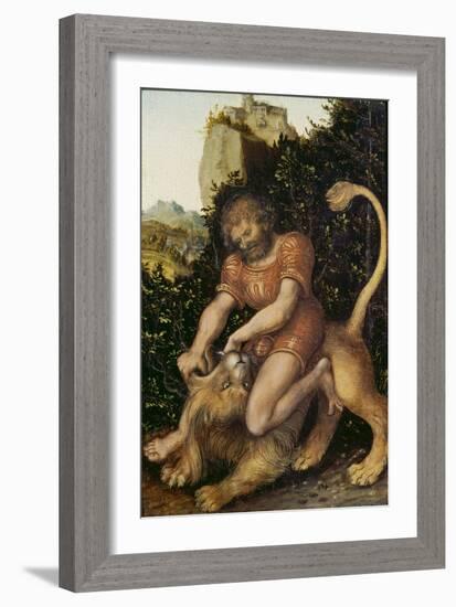 Samson Fighting a Lion-Lucas Cranach the Elder-Framed Giclee Print