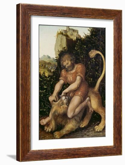 Samson Fighting a Lion-Lucas Cranach the Elder-Framed Giclee Print