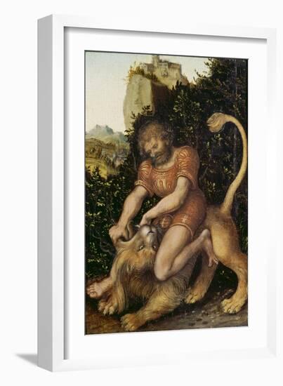 Samson Fighting a Lion-Lucas Cranach the Elder-Framed Giclee Print