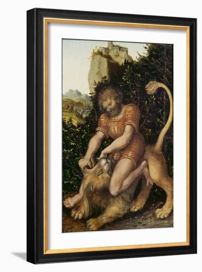 Samson Fighting a Lion-Lucas Cranach the Elder-Framed Giclee Print