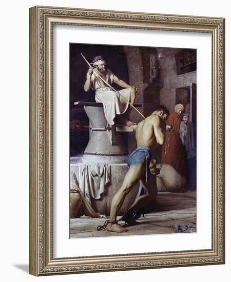 Samson on the Treadmill, c.1863-Carl Bloch-Framed Giclee Print