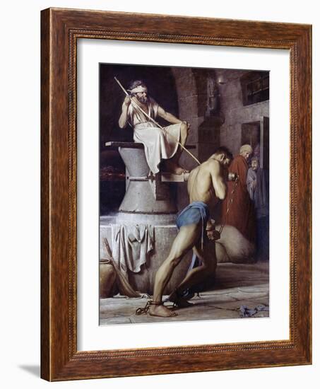 Samson on the Treadmill, c.1863-Carl Bloch-Framed Giclee Print