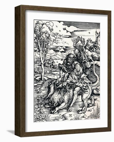 Samson Rending the Lion, 1497-Albrecht Dürer-Framed Giclee Print