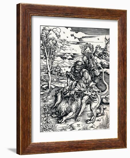 Samson Rending the Lion, 1497-Albrecht Dürer-Framed Giclee Print