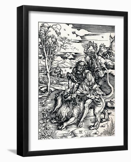 Samson Rending the Lion, 1497-Albrecht Dürer-Framed Giclee Print