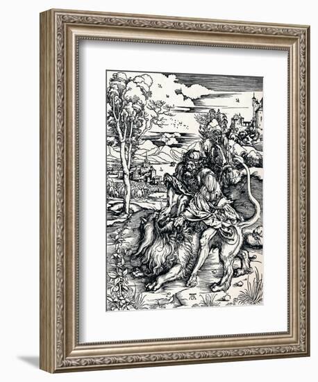 Samson Rending the Lion, 1497-Albrecht Dürer-Framed Giclee Print