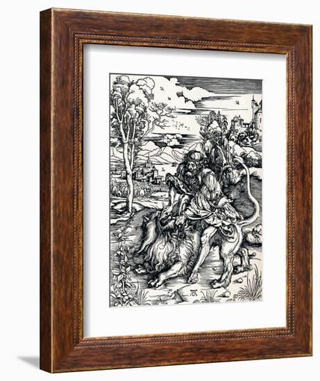 Samson Rending the Lion, 1497-Albrecht Dürer-Framed Giclee Print