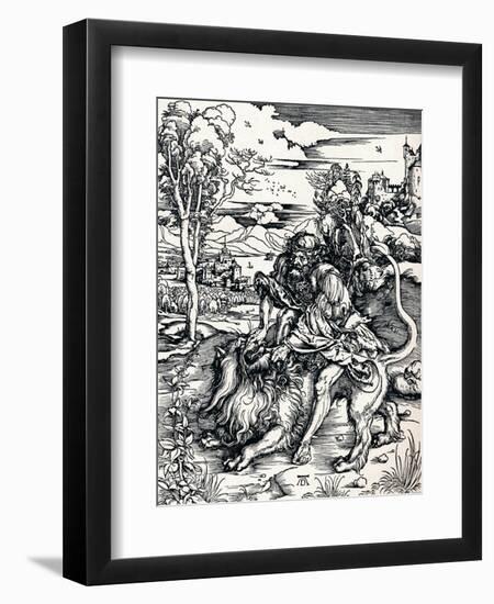 Samson Rending the Lion, 1497-Albrecht Dürer-Framed Giclee Print