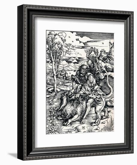 Samson Rending the Lion, 1497-Albrecht Dürer-Framed Giclee Print