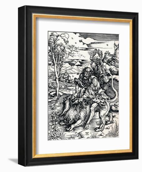 Samson Rending the Lion, 1497-Albrecht Dürer-Framed Giclee Print