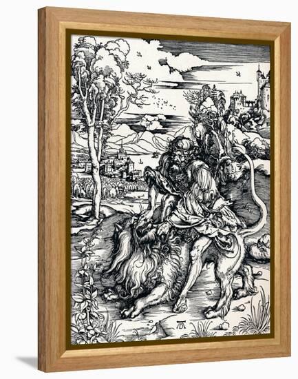 Samson Rending the Lion, 1497-Albrecht Dürer-Framed Premier Image Canvas