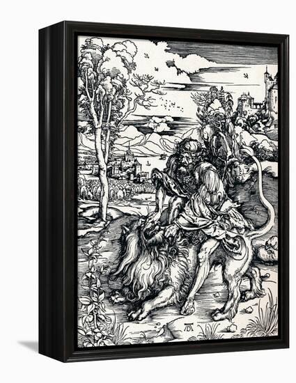 Samson Rending the Lion, 1497-Albrecht Dürer-Framed Premier Image Canvas