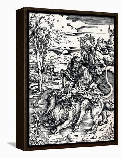 Samson Rending the Lion, 1497-Albrecht Dürer-Framed Premier Image Canvas