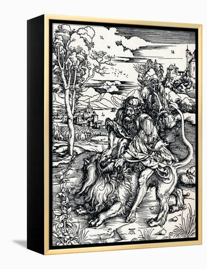 Samson Rending the Lion, 1497-Albrecht Dürer-Framed Premier Image Canvas