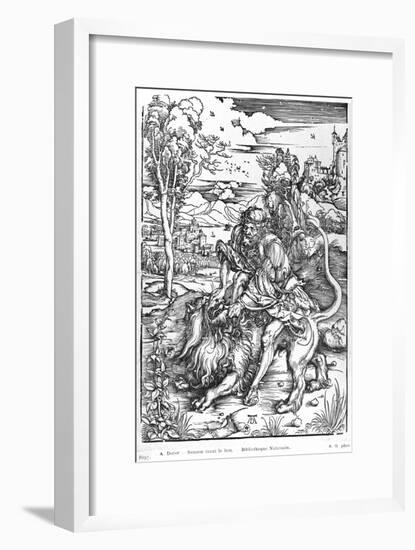 Samson Slaying the Lion, c.1496-98-Albrecht Dürer-Framed Giclee Print