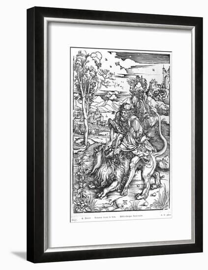 Samson Slaying the Lion, c.1496-98-Albrecht Dürer-Framed Giclee Print