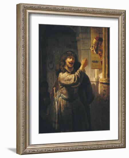 Samson Threatening His Father-In-Law-Rembrandt van Rijn-Framed Giclee Print