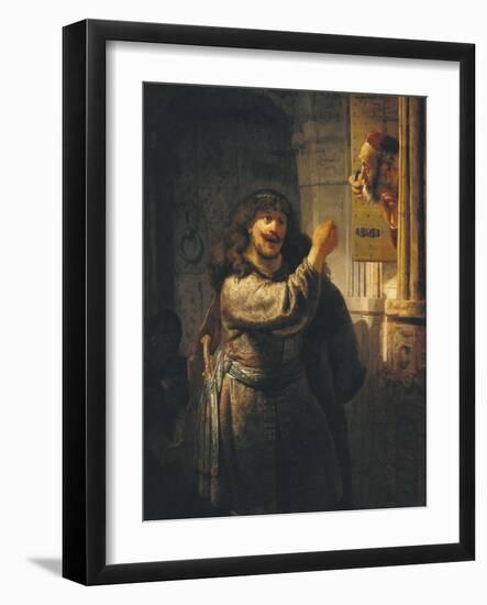 Samson Threatening His Father-In-Law-Rembrandt van Rijn-Framed Giclee Print