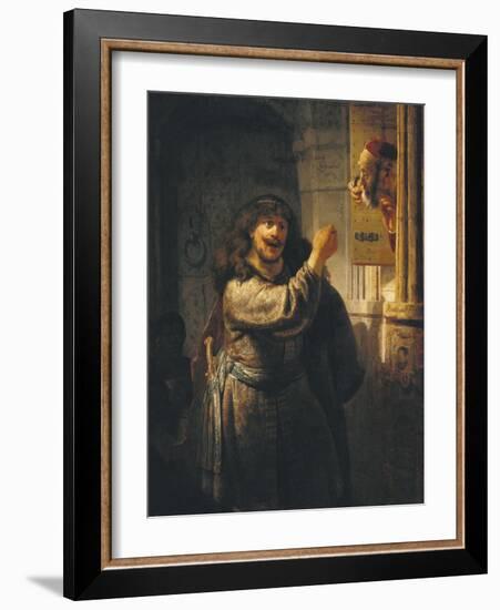 Samson Threatening His Father-In-Law-Rembrandt van Rijn-Framed Giclee Print