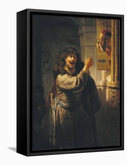 Samson Threatening His Father-In-Law-Rembrandt van Rijn-Framed Premier Image Canvas